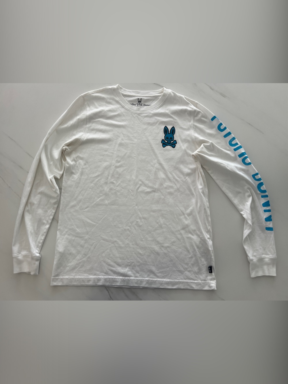 Psycho Bunny White Tee with Black Logo Print
